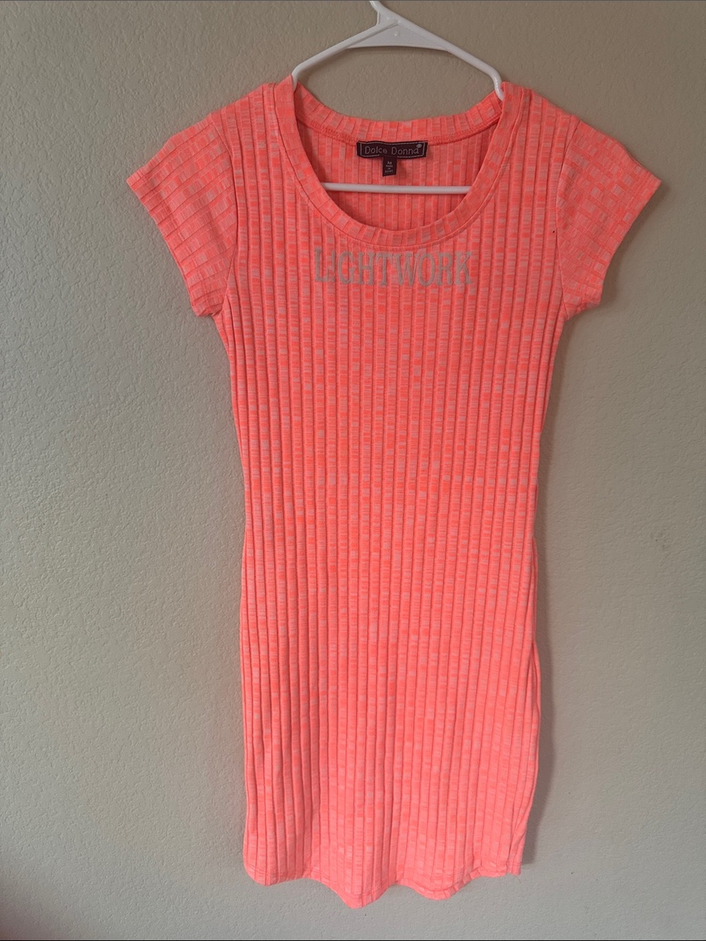 Dolce Donna Neon Coral Ribbed Tee